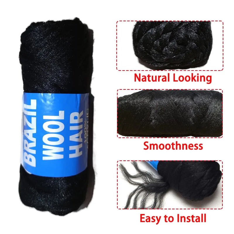 Brazilian Wool Hair Extension For Women Kids African Yaki Synthetic Senegalese Twist Faux Locs Jumbo Braiding Hair linwan wig