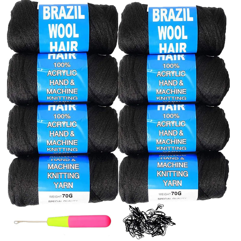 Brazilian Wool Hair Extension For Women Kids African Yaki Synthetic Senegalese Twist Faux Locs Jumbo Braiding Hair linwan wig