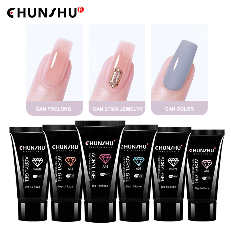 CHUNSHU Poly Acryl Gel Nail Polish 30G Semi Permanent Crystal Builder Extension Gel For Nails 46 Colors Enhancer Jelly Hard Gel