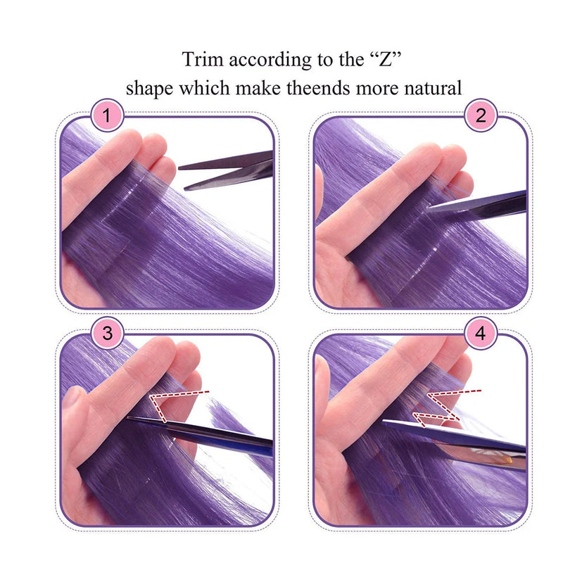 Clip in Hair Extensions 6pcs/pack Colored Party Highlights 22 inches Multi-colors Straight Hair Synthetic Hairpieces Purple Pink