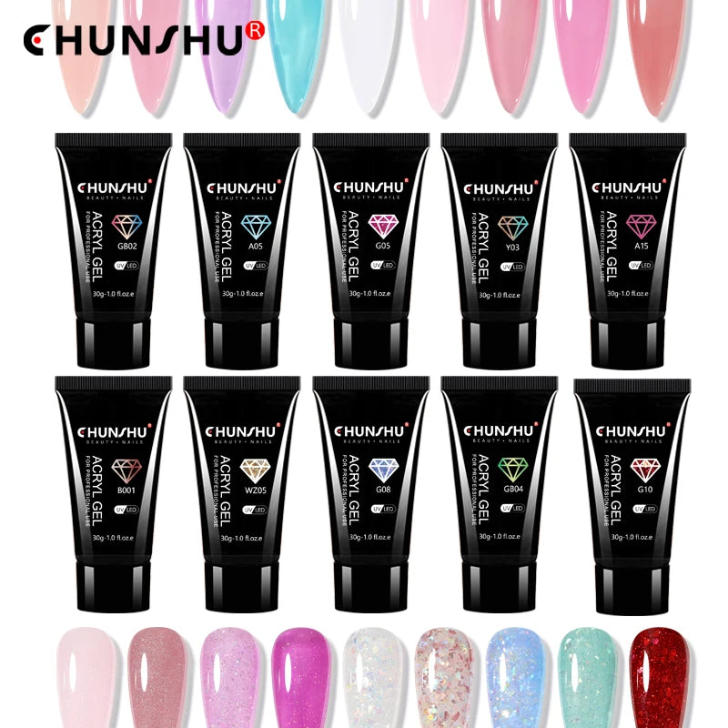 CHUNSHU Poly Acryl Gel Nail Polish 30G Semi Permanent Crystal Builder Extension Gel For Nails 46 Colors Enhancer Jelly Hard Gel